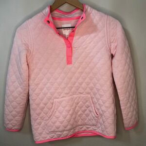 Cat & Jack Pink Quilted Snap Neck Pullover Sweatshirt Girls Size L‎ 10 12
